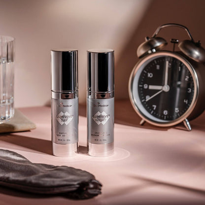 LUMIVIVE™ Day Defense Serum and LUMIVIVE™ Night Revitalize Complex by SkinMedica®